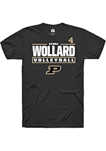 Kenna Wollard  Purdue Boilermakers Black Rally NIL Stacked Box Short Sleeve T Shirt