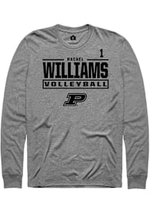 Rachel Williams  Purdue Boilermakers Graphite Rally NIL Stacked Box Long Sleeve T Shirt