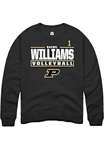 Rachel Williams  Rally Purdue Boilermakers Mens Black NIL Stacked Box Long Sleeve Crew Sweatshirt