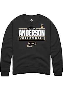 Taylor Anderson  Rally Purdue Boilermakers Mens Black NIL Stacked Box Long Sleeve Crew Sweatshirt