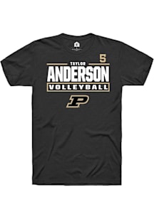 Taylor Anderson  Purdue Boilermakers Black Rally NIL Stacked Box Short Sleeve T Shirt