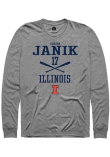 Camden Janik  Illinois Fighting Illini Grey Rally NIL Sport Icon Long Sleeve T Shirt