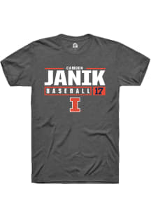 Camden Janik  Illinois Fighting Illini Dark Grey Rally NIL Stacked Box Short Sleeve T Shirt