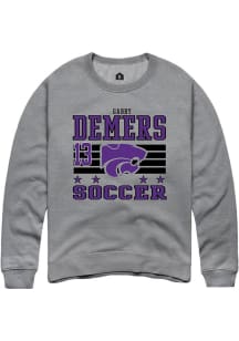 Gabby DeMers Rally Mens Grey K-State Wildcats NIL Striped Crew Sweatshirt