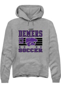 Gabby DeMers Rally Mens Grey K-State Wildcats NIL Striped Hooded Sweatshirt