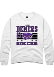 Gabby DeMers Rally Mens White K-State Wildcats NIL Striped Crew Sweatshirt