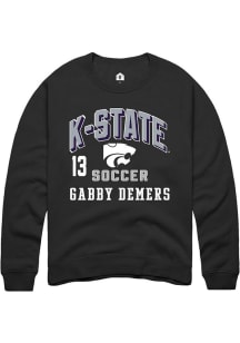 Gabby DeMers Rally Mens Black K-State Wildcats NIL Arch Logo Crew Sweatshirt