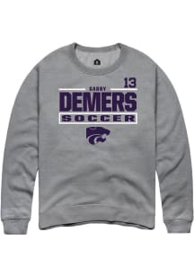 Gabby DeMers Rally Mens Graphite K-State Wildcats NIL Stacked Box Crew Sweatshirt