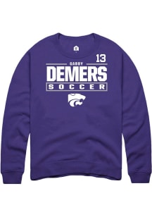 Gabby DeMers Rally Mens Purple K-State Wildcats NIL Stacked Box Crew Sweatshirt