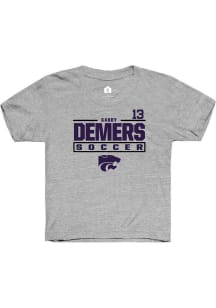 Gabby DeMers Rally Youth Grey K-State Wildcats NIL Stacked Box Short Sleeve T-Shirt