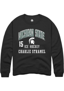 Charlie Stramel Rally Mens Black Michigan State Spartans NIL Arch Logo Crew Sweatshirt