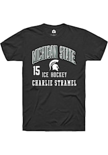 Charlie Stramel  Michigan State Spartans Black Rally NIL Arch Logo Short Sleeve T Shirt