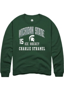 Charlie Stramel Rally Mens Green Michigan State Spartans NIL Arch Logo Crew Sweatshirt