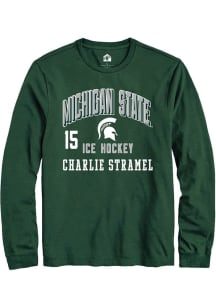 Charlie Stramel  Michigan State Spartans Green Rally NIL Arch Logo Long Sleeve T Shirt