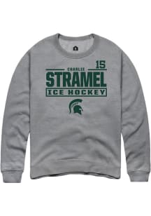 Charlie Stramel Rally Mens Graphite Michigan State Spartans NIL Stacked Box Crew Sweatshirt