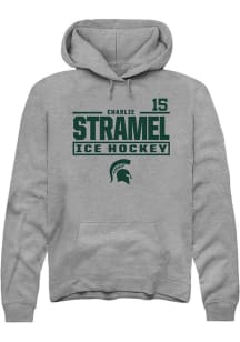 Charlie Stramel Rally Mens Graphite Michigan State Spartans NIL Stacked Box Hooded Sweatshirt