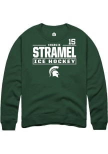 Charlie Stramel Rally Mens Green Michigan State Spartans NIL Stacked Box Crew Sweatshirt