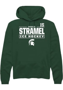 Charlie Stramel Rally Mens Green Michigan State Spartans NIL Stacked Box Hooded Sweatshirt