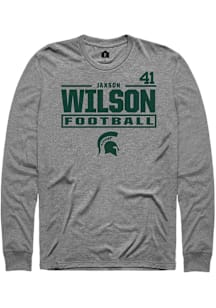 Jaxson Wilson  Michigan State Spartans Graphite Rally NIL Stacked Box Long Sleeve T Shirt