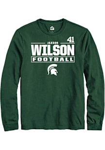 Jaxson Wilson  Michigan State Spartans Green Rally NIL Stacked Box Long Sleeve T Shirt