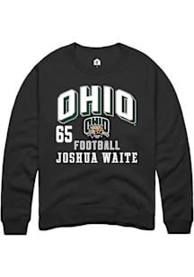 Joshua Waite  Rally Ohio Bobcats Mens Black Football NIL Arch Logo Long Sleeve Crew Sweatshirt