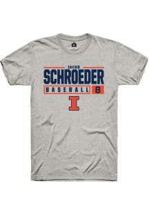 Jacob Schroeder Ash Illinois Fighting Illini NIL Stacked Box Short Sleeve T Shirt