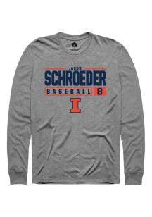 Jacob Schroeder Rally Mens Graphite Illinois Fighting Illini NIL Stacked Box Tee