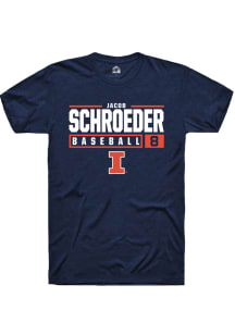 Jacob Schroeder Navy Blue Illinois Fighting Illini NIL Stacked Box Short Sleeve T Shirt