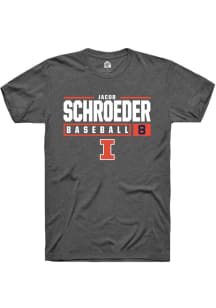 Jacob Schroeder Dark Grey Illinois Fighting Illini NIL Stacked Box Short Sleeve T Shirt