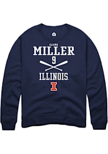 Alaina Miller  Rally Illinois Fighting Illini Mens Navy Blue NIL Sport Icon Long Sleeve Crew Sweat..