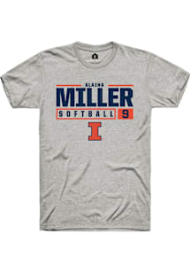 Alaina Miller  Illinois Fighting Illini Ash Rally NIL Stacked Box Short Sleeve T Shirt