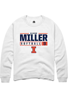 Alaina Miller  Rally Illinois Fighting Illini Mens White NIL Stacked Box Long Sleeve Crew Sweatshi..
