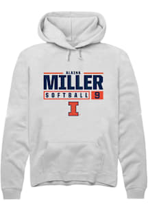 Alaina Miller  Rally Illinois Fighting Illini Mens White NIL Stacked Box Long Sleeve Hoodie