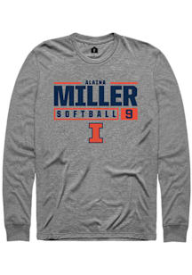 Alaina Miller  Illinois Fighting Illini Graphite Rally NIL Stacked Box Long Sleeve T Shirt