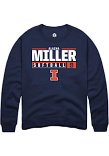 Alaina Miller  Rally Illinois Fighting Illini Mens Navy Blue NIL Stacked Box Long Sleeve Crew Swea..