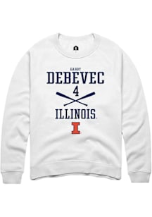 Gabby Debevec  Rally Illinois Fighting Illini Mens White NIL Sport Icon Long Sleeve Crew Sweatshir..