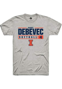 Gabby Debevec Ash Illinois Fighting Illini NIL Stacked Box Short Sleeve T Shirt