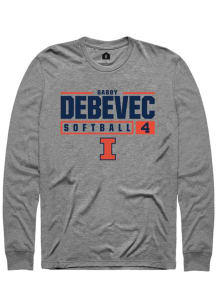 Gabby Debevec Rally Mens Graphite Illinois Fighting Illini NIL Stacked Box Tee