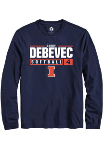 Gabby Debevec Rally Mens Navy Blue Illinois Fighting Illini NIL Stacked Box Tee
