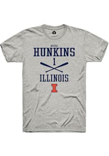 Reese Hunkins  Illinois Fighting Illini Ash Rally NIL Sport Icon Short Sleeve T Shirt
