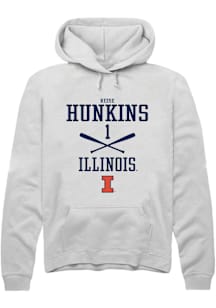 Reese Hunkins  Rally Illinois Fighting Illini Mens White NIL Sport Icon Long Sleeve Hoodie