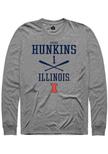 Reese Hunkins  Illinois Fighting Illini Graphite Rally NIL Sport Icon Long Sleeve T Shirt