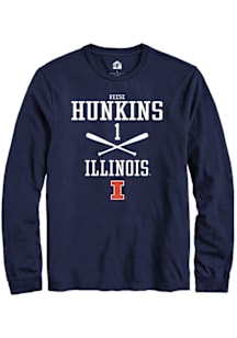 Reese Hunkins  Illinois Fighting Illini Navy Blue Rally NIL Sport Icon Long Sleeve T Shirt