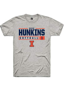 Reese Hunkins  Illinois Fighting Illini Ash Rally NIL Stacked Box Short Sleeve T Shirt