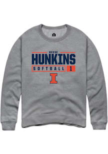 Reese Hunkins  Rally Illinois Fighting Illini Mens Graphite NIL Stacked Box Long Sleeve Crew Sweat..