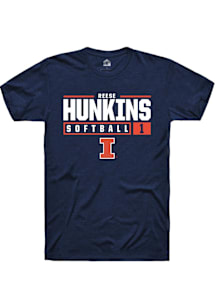 Reese Hunkins  Illinois Fighting Illini Navy Blue Rally NIL Stacked Box Short Sleeve T Shirt