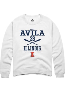 Yazzy Avila Rally Mens White Illinois Fighting Illini NIL Sport Icon Crew Sweatshirt