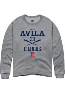 Yazzy Avila  Rally Illinois Fighting Illini Mens Grey NIL Sport Icon Long Sleeve Crew Sweatshirt