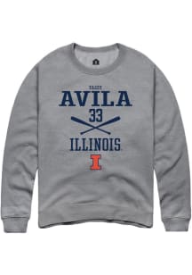 Yazzy Avila Rally Mens Graphite Illinois Fighting Illini NIL Sport Icon Crew Sweatshirt