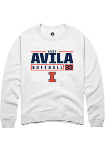 Yazzy Avila  Rally Illinois Fighting Illini Mens White NIL Stacked Box Long Sleeve Crew Sweatshi..